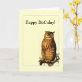 Owl Lijst, Happy Birthday! Kaart (Gele Bloem)