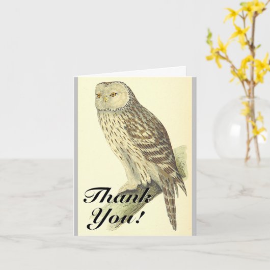 Owl like Bird, "Bedankt!",  stijl Kaart (Gele Bloem)