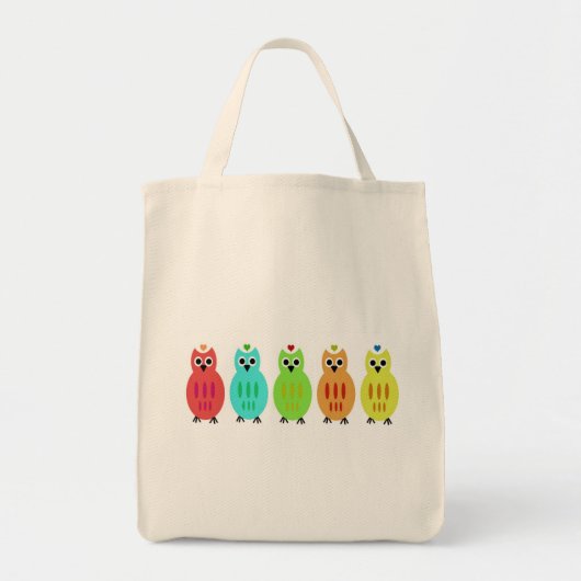 Owl Lined Up Organic Bag Tote Bag (Voorkant)