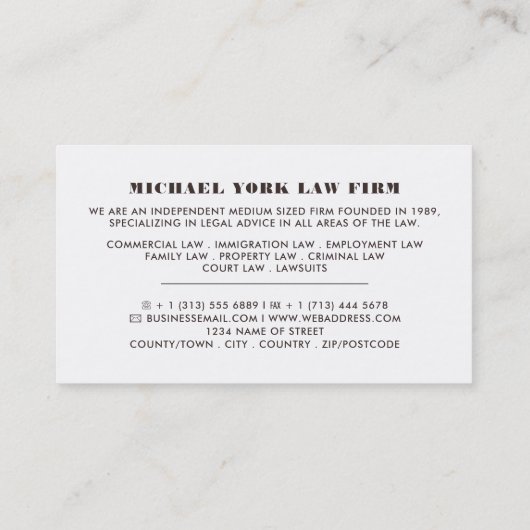 Owl Logo, juridisch professional Visitekaartje (Achterkant)