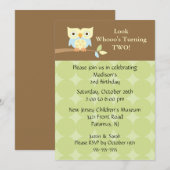 Owl look Kids Birthday Uitnodiging (Voorkant / Achterkant)