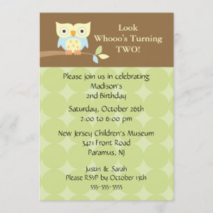 Owl look Kids Birthday Uitnodiging