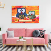 Owl love canvas afdruk (Insitu (Woonkamer))