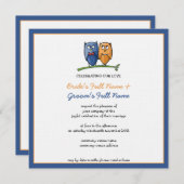 Owl Love framed Wedding Invitation Kaart (Voorkant / Achterkant)