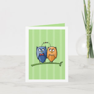 Owl Love Green Note Card Kaart