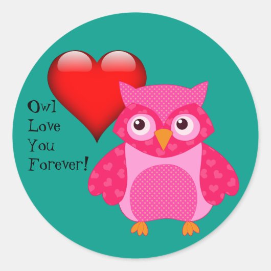 Owl Love je Forever! Valentijn Love Sticker (Voorkant)