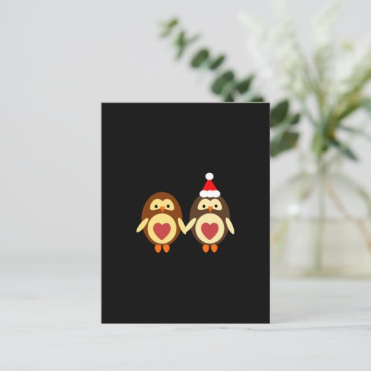 Owl Love Kerstmis Feestdagenkaart (Staand voorkant)