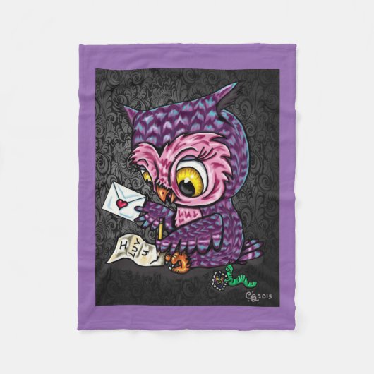 Owl Love Letter Fleece Deken (Voorkant)