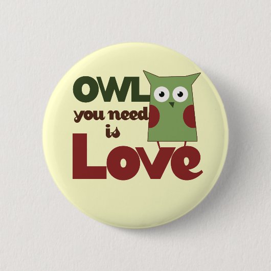 Owl Love Ronde Button 5,7 Cm (Voorkant)
