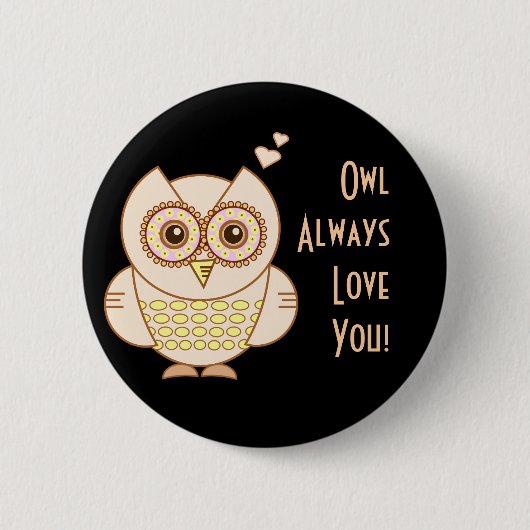 Owl Love Ronde Button 5,7 Cm (Voorkant)