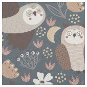 Owl Love Scandinavian Folk Art Pattern Stof (Close Up)