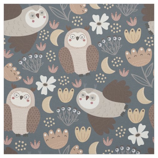 Owl Love Scandinavian Folk Art Pattern Stof (Swatch)