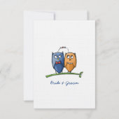 Owl Love Wedding Reception Card Kaart (Achterkant)