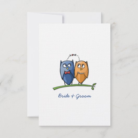 Owl Love Wedding Reception Card Kaart (Achterkant)