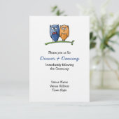 Owl Love Wedding Reception Card Kaart (Staand voorkant)