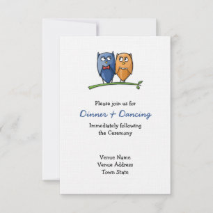 Owl Love Wedding Reception Card Kaart