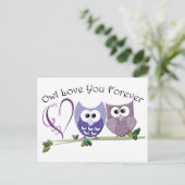 Owl Love you Forever, Cute Ownership and Heart des Briefkaart (Staand voorkant)