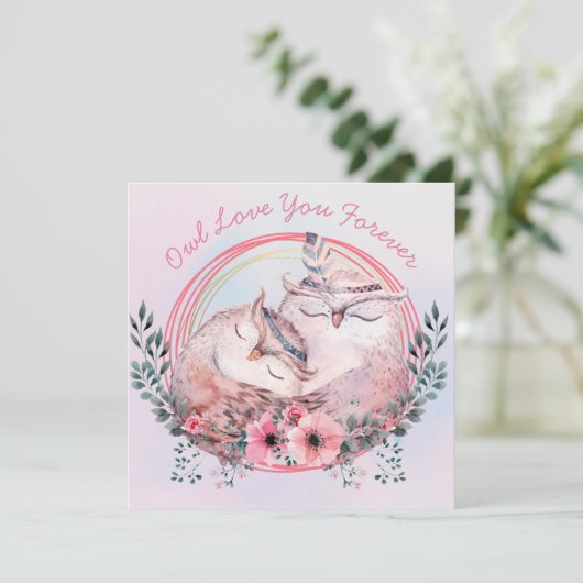 Owl Love You Forever Holiday Kaart (Staand voorkant)