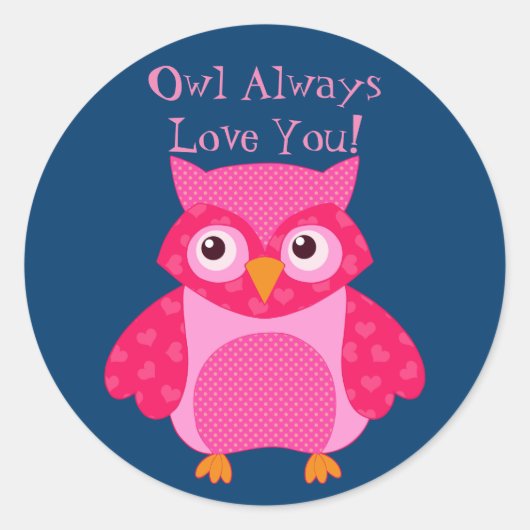 Owl Love You Valentijn Round Sticker, Glossy Ronde Sticker (Voorkant)