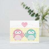 OWL LOVE:: zacht meisje + jongen Briefkaart (Staand voorkant)