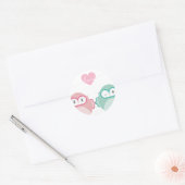 OWL LOVE:: zacht meisje + jongen Ronde Sticker (Envelop)