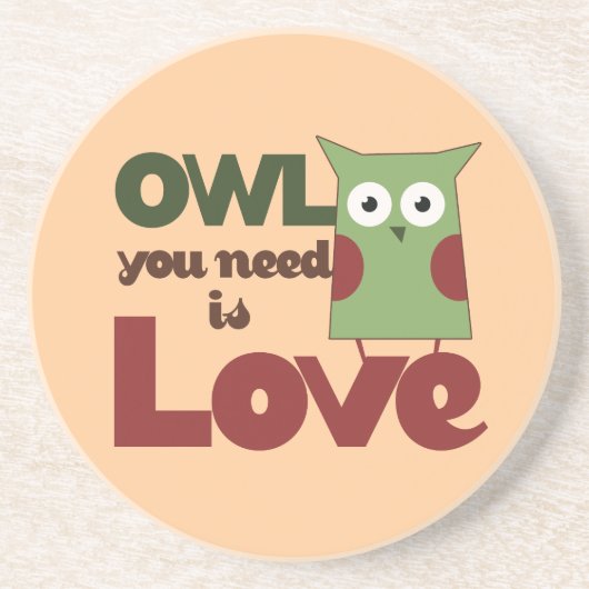 Owl Love Zandsteen Onderzetter (Voorkant)