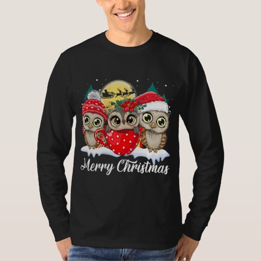 Owl Lover Merry Kerstmis Funny Owls Ugly Christma T-shirt (Voorkant)