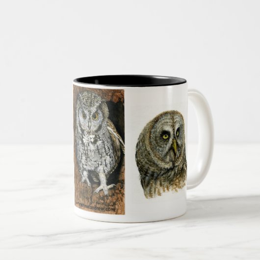 Owl Lovers Mug Tweekleurige Koffiemok (Voorkant rechts)