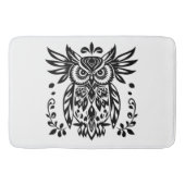 Owl Lovers Rustic Woodlands Black White Bohemian Badmat (Voorkant)