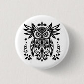 Owl Lovers Rustic Woodlands Black White Bohemian  Ronde Button 3,2 Cm (Voorkant)
