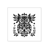 Owl Lovers Rustic Woodlands Black White Bohemian  Rubberstempel (Afrduk)