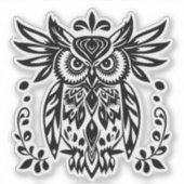 Owl Lovers Rustic Woodlands Black White Bohemian Sticker (Voorkant)