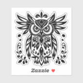 Owl Lovers Rustic Woodlands Black White Bohemian Sticker (Vel)