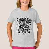 Owl Lovers Rustic Woodlands Black White Bohemian  T-shirt (Voorkant)