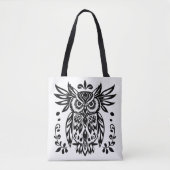 Owl Lovers Rustic Woodlands Black White Bohemian Tote Bag (Voorkant)