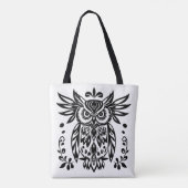 Owl Lovers Rustic Woodlands Black White Bohemian Tote Bag (Achterkant)