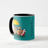 Owl Lovers w/ Umbrella & Chocolade Box | Naam toev Mok (Voorkant links)