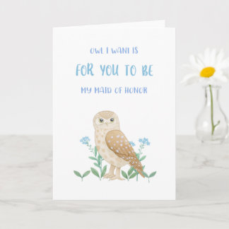 Owl Maid Of Honor Proposal Card Kaart