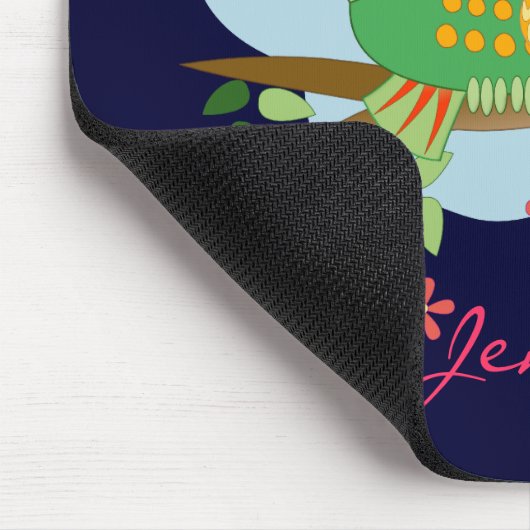 Owl mam met haar kind en naam Mousepad Muismat (Hoek)