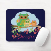 Owl mam met haar kind en naam Mousepad Muismat (Met muis)
