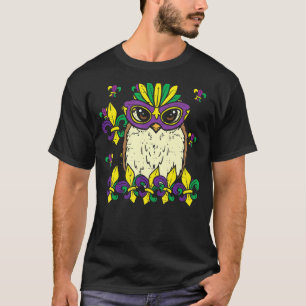 Owl Mardi Gras Mask Cute Carnival Bird Mannen T-shirt