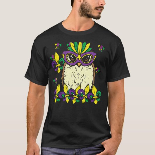 Owl Mardi Gras Mask Cute Carnival Bird Mannen T-shirt (Voorkant)