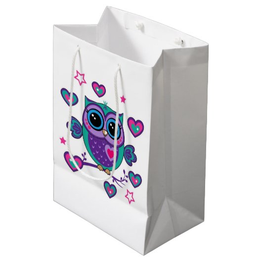 Owl Medium Cadeauzakje (Voorkant Gekanteld)