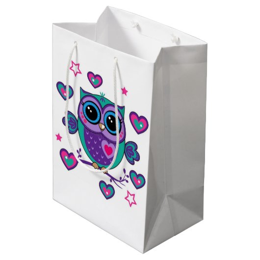 Owl Medium Cadeauzakje (Achterkant Gekanteld)