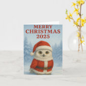 Owl Merry Christmas Kaart (Gele Bloem)