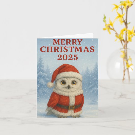 Owl Merry Christmas  Kaart (Gele Bloem)