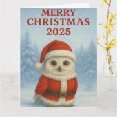 Owl Merry Christmas Kaart (Gele Bloem)