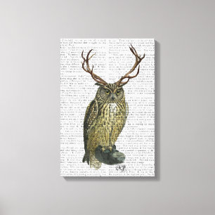 Owl met Antlers Canvas Afdruk