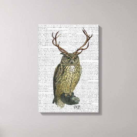 Owl met Antlers Canvas Afdruk (Voorkant)