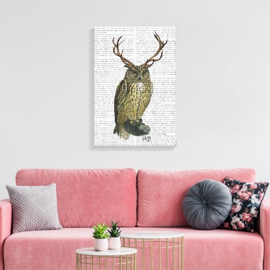 Owl met Antlers Canvas Afdruk (Insitu (Woonkamer))